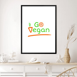Obraz w ramie Kolorowa typografia - "Go Vegan"