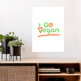 Plakat samoprzylepny Kolorowa typografia - "Go Vegan"