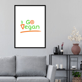 Plakat w ramie Kolorowa typografia - "Go Vegan"