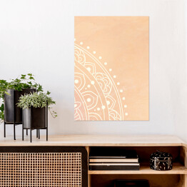Plakat samoprzylepny Jasna mandala na ścianę na brzoskwiniowym tle - styl orientalny