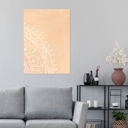 Plakat samoprzylepny Jasna mandala na ścianę na brzoskwiniowym tle - styl orientalny