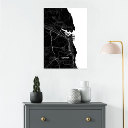 Plakat samoprzylepny Mapa Gdyni czarno-biała