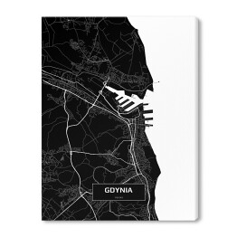 Obraz na płótnie Mapa Gdyni czarno-biała