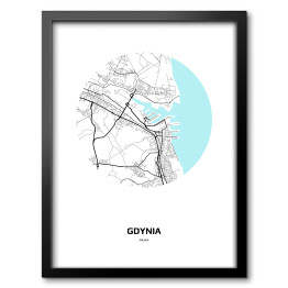 Obraz w ramie Mapa Gdyni w kole