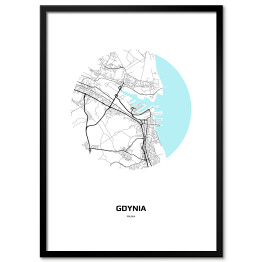 Plakat w ramie Mapa Gdyni w kole