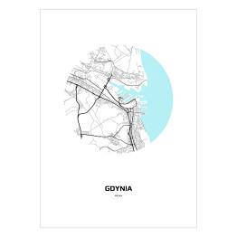 Plakat samoprzylepny Mapa Gdyni w kole