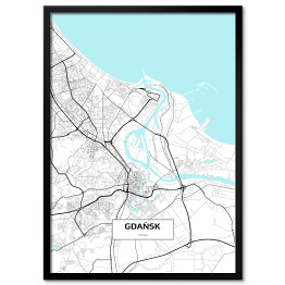 Plakat w ramie Mapa Gdańska 