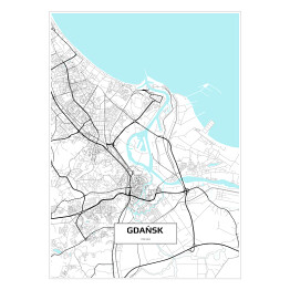Plakat samoprzylepny Mapa Gdańska 