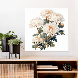 Plakat samoprzylepny Bukiet kwiatów Malowane astry vintage