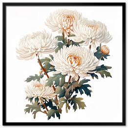 Plakat w ramie Bukiet kwiatów Malowane astry vintage