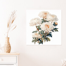 Plakat samoprzylepny Bukiet kwiatów Malowane astry vintage