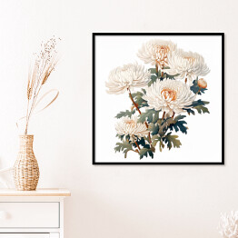 Plakat w ramie Bukiet kwiatów Malowane astry vintage