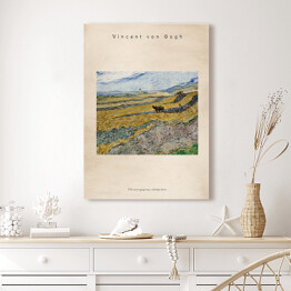 Obraz klasyczny Vincent van Gogh "Pole wiosennej pszenicy o wschodzie słońca" - reprodukcja z napisem. Plakat z passe partout
