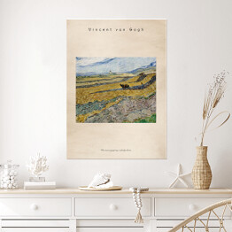 Plakat Vincent van Gogh "Pole wiosennej pszenicy o wschodzie słońca" - reprodukcja z napisem. Plakat z passe partout