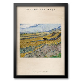 Obraz w ramie Vincent van Gogh "Pole wiosennej pszenicy o wschodzie słońca" - reprodukcja z napisem. Plakat z passe partout