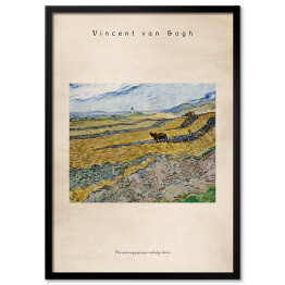 Plakat w ramie Vincent van Gogh "Pole wiosennej pszenicy o wschodzie słońca" - reprodukcja z napisem. Plakat z passe partout