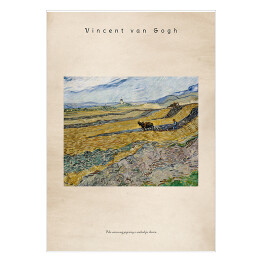 Plakat Vincent van Gogh "Pole wiosennej pszenicy o wschodzie słońca" - reprodukcja z napisem. Plakat z passe partout