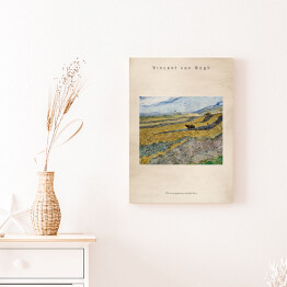 Obraz na płótnie Vincent van Gogh "Pole wiosennej pszenicy o wschodzie słońca" - reprodukcja z napisem. Plakat z passe partout