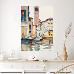 Plakat John Singer Sargent Most i dzwonnica, Wenecja. Akwarela. Reprodukcja obrazu