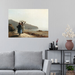 Plakat samoprzylepny Camille Pissarro. Dwie kobiety rozmawiające nad morzem, St. Thomas. Reprodukcja