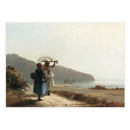 Plakat Camille Pissarro. Dwie kobiety rozmawiające nad morzem, St. Thomas. Reprodukcja