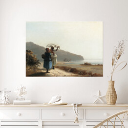 Plakat samoprzylepny Camille Pissarro. Dwie kobiety rozmawiające nad morzem, St. Thomas. Reprodukcja