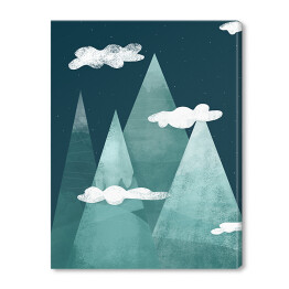 Obraz na płótnie Noc w górach, zachmurzone szczyty - ilustracja
