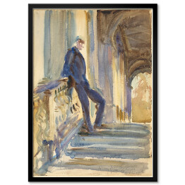 Plakat w ramie John Singer Sargent Sir Neville Wilkinson on the Steps of the Palladian Bridge at Wilton House Reprodukcja obrazu