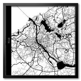 Obraz w ramie Mapa miast świata - Ryga - biała
