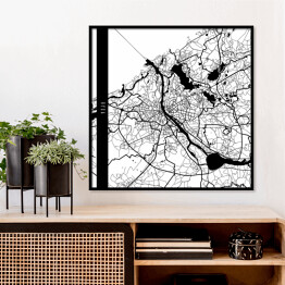 Plakat w ramie Mapa miast świata - Ryga - biała
