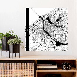 Plakat samoprzylepny Mapa miast świata - Ryga - biała