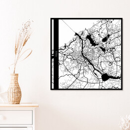 Plakat w ramie Mapa miast świata - Ryga - biała