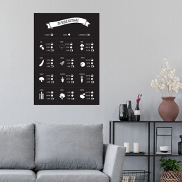 Plakat samoprzylepny "Jak długo gotować" - ilustracja czarno biała