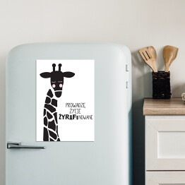 Ilustracja - żyrafa z hasłem motywacyjnym