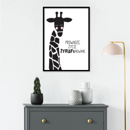 Plakat w ramie Ilustracja - żyrafa z hasłem motywacyjnym