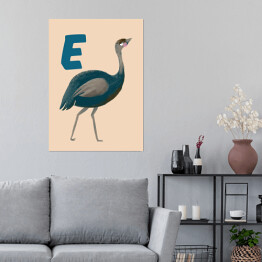 Plakat samoprzylepny Alfabet - E jak emu