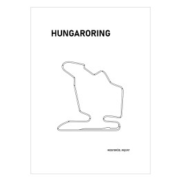 Plakat Hungaroring - Tory wyścigowe Formuły 1 - białe tło