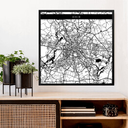 Obraz w ramie Mapy miast świata - Berlin - biała
