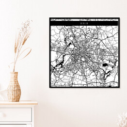 Plakat w ramie Mapy miast świata - Berlin - biała