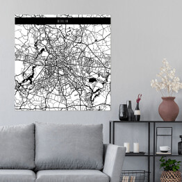 Plakat samoprzylepny Mapy miast świata - Berlin - biała