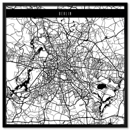 Plakat w ramie Mapy miast świata - Berlin - biała