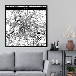 Obraz w ramie Mapy miast świata - Berlin - biała