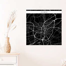 Plakat samoprzylepny Mapy miasta świata - Luksemburg - czarna