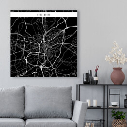Obraz na płótnie Mapy miasta świata - Luksemburg - czarna