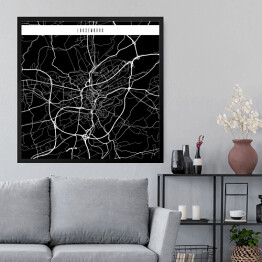 Obraz w ramie Mapy miasta świata - Luksemburg - czarna