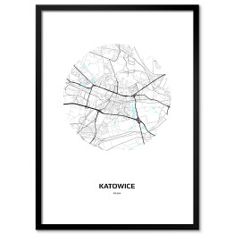 Obraz klasyczny Mapa Katowic w kole