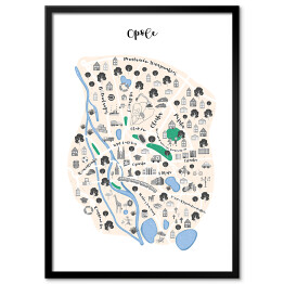Obraz klasyczny Mapa Opola z czarno białymi symbolami