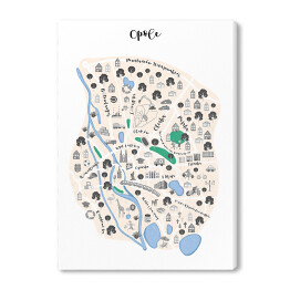Obraz na płótnie Mapa Opola z czarno białymi symbolami
