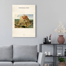 Obraz klasyczny Pieter Bruegel Starszy "Wieża Babel" - reprodukcja z napisem. Plakat z passe partout