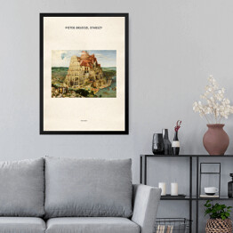 Obraz w ramie Pieter Bruegel Starszy "Wieża Babel" - reprodukcja z napisem. Plakat z passe partout
